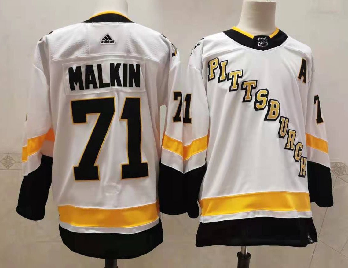 Men Pittsburgh Penguins 71 Malkin White Authentic Stitched 2020 Adidias NHL Jersey